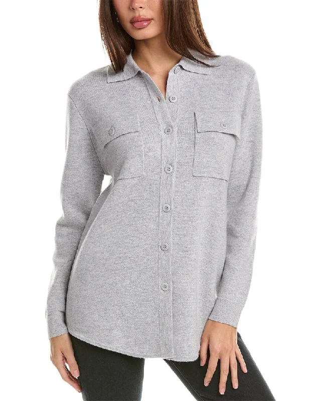 Short Sleeve Women's Cashmere Sweater Dresses in Pastel HuesForte Cashmere Doubleknit Cashmere Shacket Short Sleeve Women's Cashmere Sweater Dresses in Pastel HuesForte Cashmere Doubleknit Cashmere Shacket