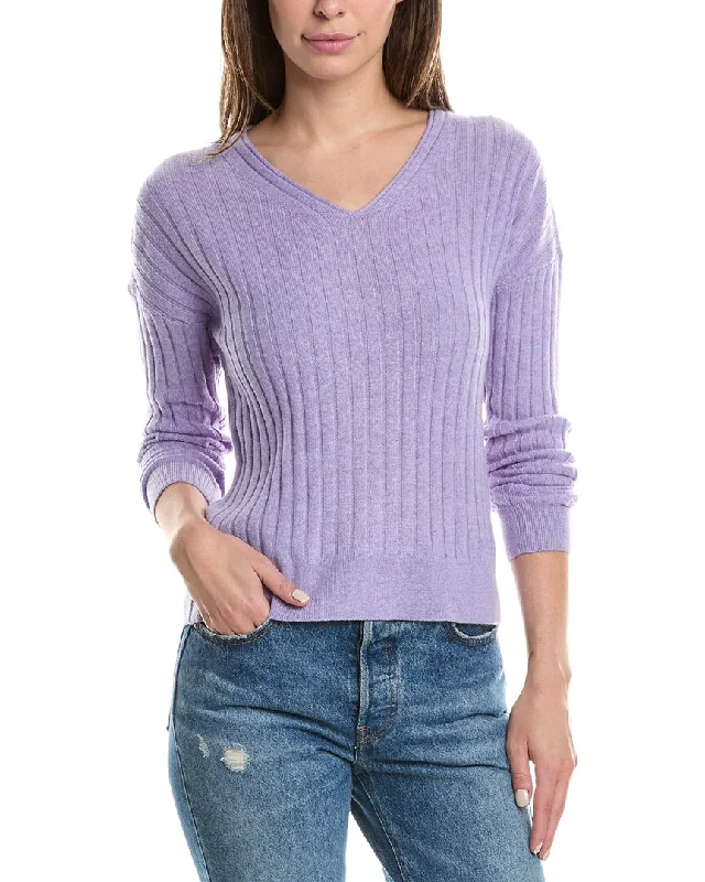 Wrap - Style Women's Lambswool Sweater Dresses in Elegant ShadesForte Cashmere Panel Rib V-Neck Cashmere Sweater Wrap - Style Women's Lambswool Sweater Dresses in Elegant ShadesForte Cashmere Panel Rib V-Neck Cashmere Sweater