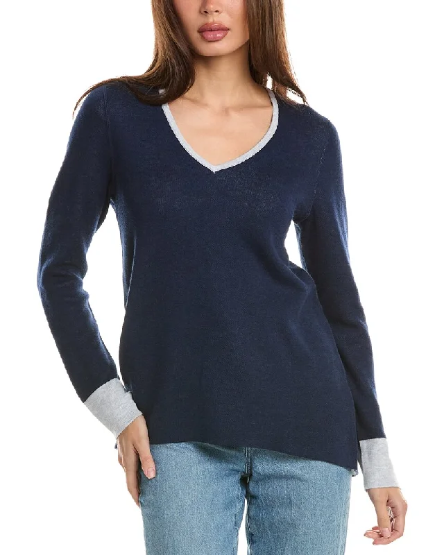 Midi - Length Women's Shetland Wool Sweater Dresses in Traditional PatternsForte Cashmere Reversible High-Low V-Neck Cashmere-Blend Sweater Midi - Length Women's Shetland Wool Sweater Dresses in Traditional PatternsForte Cashmere Reversible High-Low V-Neck Cashmere-Blend Sweater