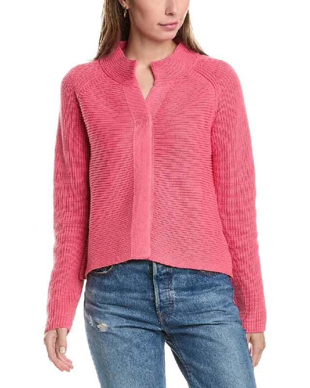 Mini - Length Women's Chunky Knit Sweater Dresses in Bold HuesForte Cashmere Rib Mock Cardigan Mini - Length Women's Chunky Knit Sweater Dresses in Bold HuesForte Cashmere Rib Mock Cardigan