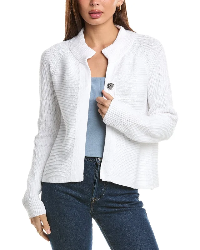 Mini - Length Women's Chunky Knit Sweater Dresses in Bold HuesForte Cashmere Rib Mock Cardigan Mini - Length Women's Chunky Knit Sweater Dresses in Bold HuesForte Cashmere Rib Mock Cardigan