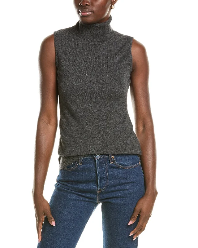 High - Low Hem Women's Cashmere - Blended SweatersForte Cashmere Sleeveless Turtleneck Cashmere Sweater High - Low Hem Women's Cashmere - Blended SweatersForte Cashmere Sleeveless Turtleneck Cashmere Sweater