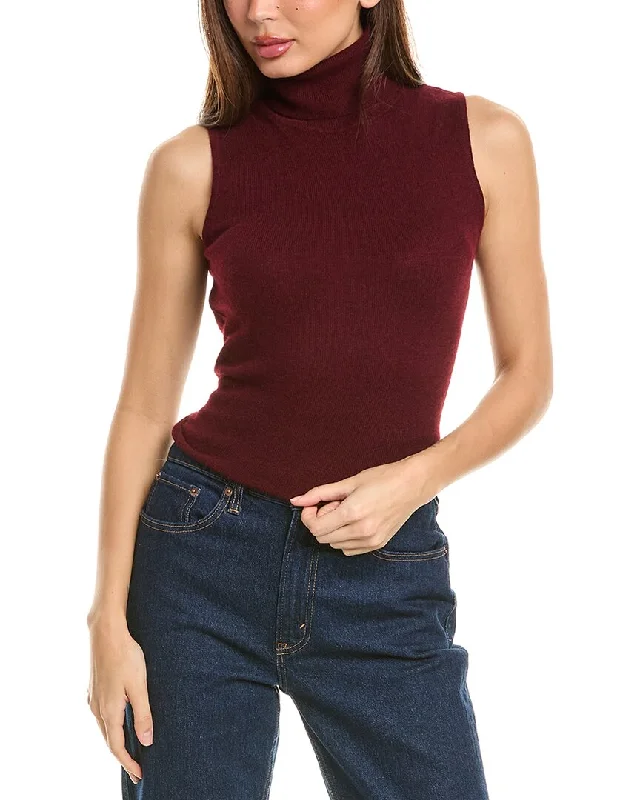 Tie - Front Women's Lambswool Sweaters in Pastel HuesForte Cashmere Sleeveless Turtleneck Cashmere Sweater Tie - Front Women's Lambswool Sweaters in Pastel HuesForte Cashmere Sleeveless Turtleneck Cashmere Sweater