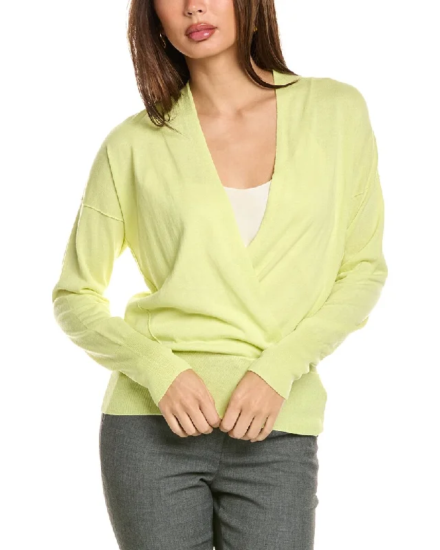 Plus Size Women's Turtleneck Sweater Dresses with Side SlitsForte Cashmere Surplice Cashmere-Blend Pullover Plus Size Women's Turtleneck Sweater Dresses with Side SlitsForte Cashmere Surplice Cashmere-Blend Pullover