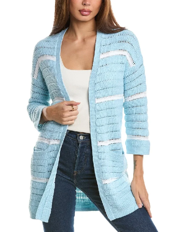 Plus Size Women's Asymmetric Hem Sweater Dresses in Modern DesignsForte Cashmere Texture Stripe Cardigan Plus Size Women's Asymmetric Hem Sweater Dresses in Modern DesignsForte Cashmere Texture Stripe Cardigan