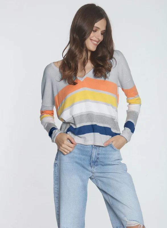 Short Sleeve Women's Cotton Blend Sweaters in Pastel ColorsHang Ten Vee - Pumice Sun Short Sleeve Women's Cotton Blend Sweaters in Pastel ColorsHang Ten Vee - Pumice Sun