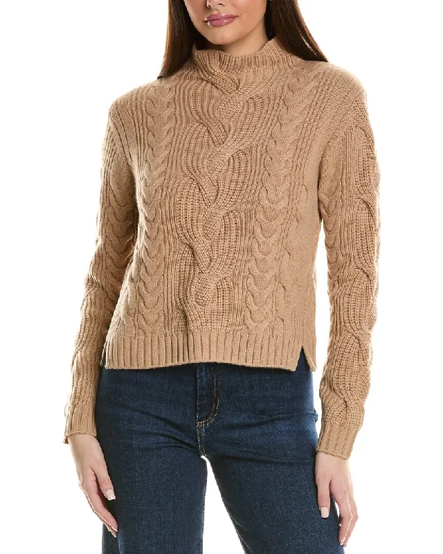 Boat Neck Women's Merino Wool Sweaters in Neutral ShadesHannah Rose Chunky Cable Funnel Neck Wool & Cashmere-Blend Sweater Boat Neck Women's Merino Wool Sweaters in Neutral ShadesHannah Rose Chunky Cable Funnel Neck Wool & Cashmere-Blend Sweater