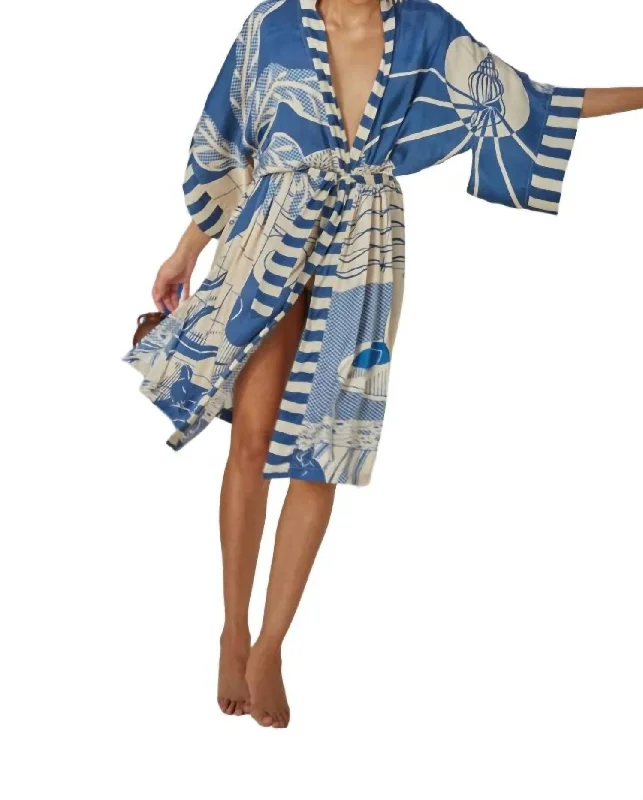 Knee - Length Women's Wool Blend Sweater Dresses in Neutral ColorsHelen Kimono In Playa Print Knee - Length Women's Wool Blend Sweater Dresses in Neutral ColorsHelen Kimono In Playa Print