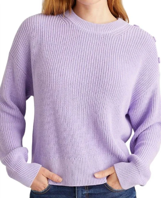 Mini - Length Women's Chunky Knit Sweater Dresses in Bold HuesIda Button Shoulder Solid Pullover In Purple Rose Mini - Length Women's Chunky Knit Sweater Dresses in Bold HuesIda Button Shoulder Solid Pullover In Purple Rose