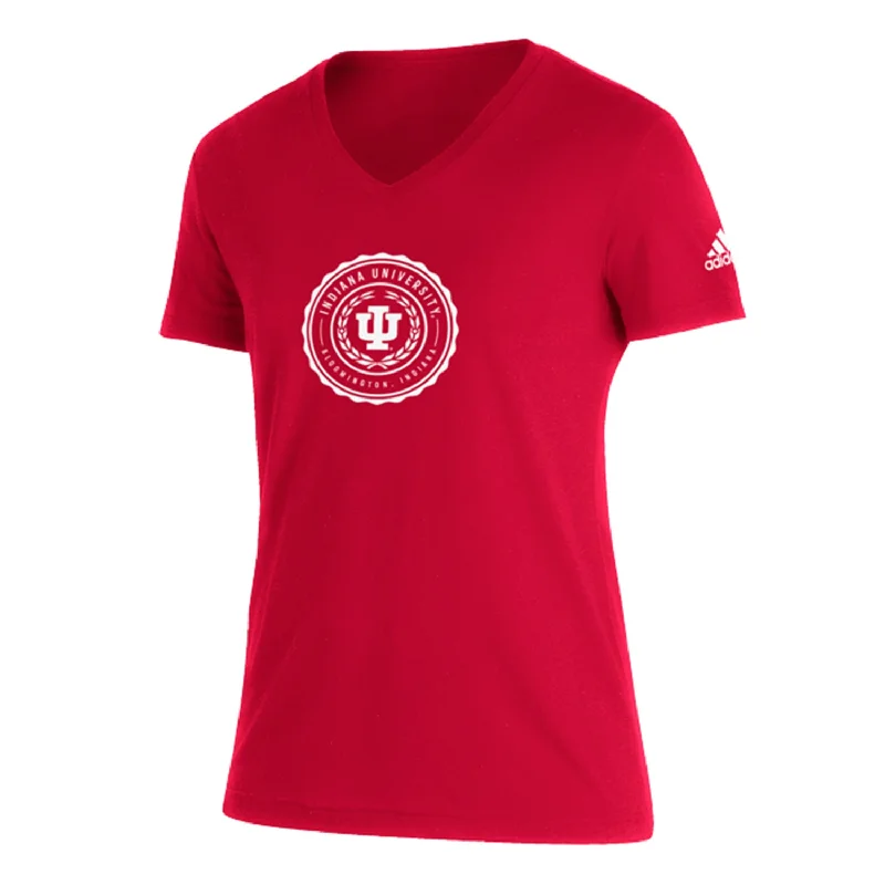 V - Neck Women T Shirt to Enhance the NecklineLadies Indiana Hoosiers Adidas V-Neck Victory Blend T-Shirt V - Neck Women T Shirt to Enhance the NecklineLadies Indiana Hoosiers Adidas V-Neck Victory Blend T-Shirt