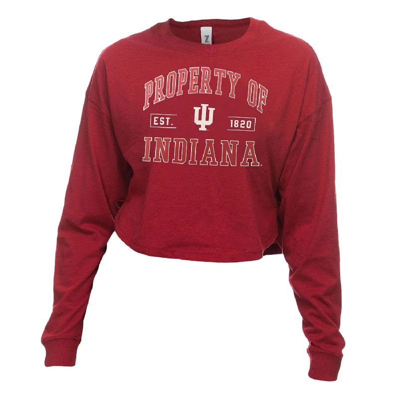 Pocketed Women T Shirt for Added FunctionalityLadies Indiana Hoosiers Shoulder Crop Top Pocketed Women T Shirt for Added FunctionalityLadies Indiana Hoosiers Shoulder Crop Top