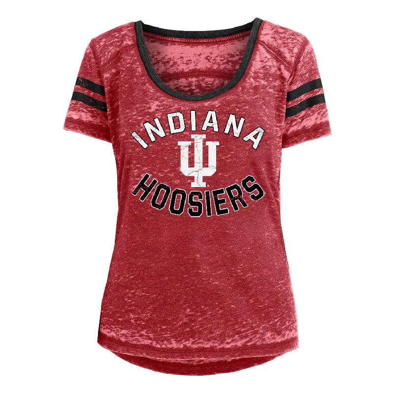 Pocketed Women T Shirt for Added FunctionalityLadies Indiana Hoosiers Arched Burnout T-Shirt Pocketed Women T Shirt for Added FunctionalityLadies Indiana Hoosiers Arched Burnout T-Shirt