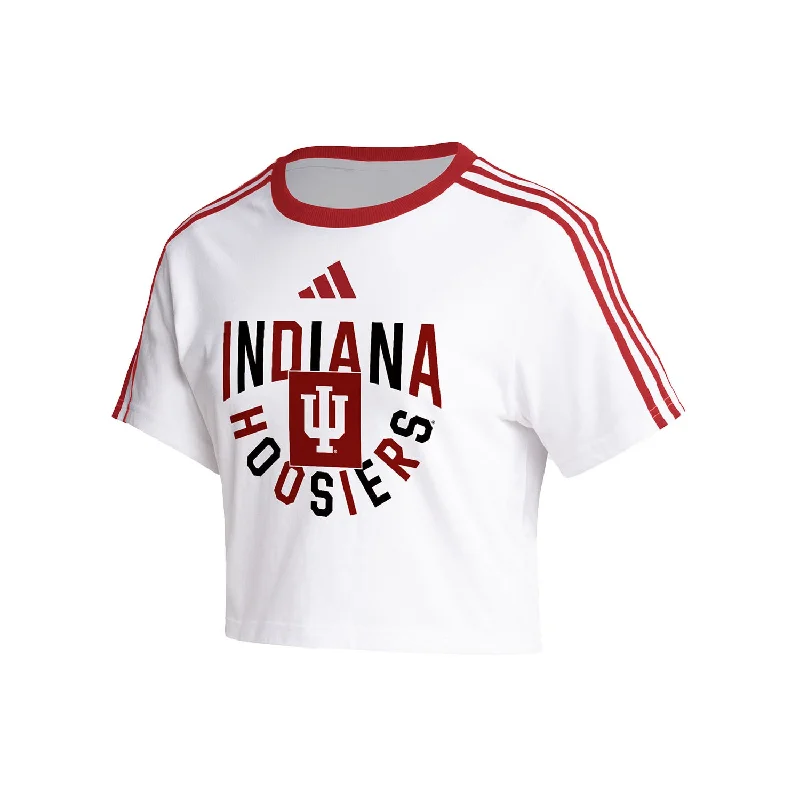 Graphic Print Women T Shirt for a Trendy StatementLadies Indiana Hoosiers Adidas Crop Ringer Stripe T-Shirt Graphic Print Women T Shirt for a Trendy StatementLadies Indiana Hoosiers Adidas Crop Ringer Stripe T-Shirt