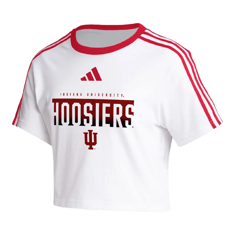 Puff Sleeve Women T Shirt for a Fashion - Forward LookLadies Indiana Hoosiers Adidas 3-Stripe Crop White T-Shirt Puff Sleeve Women T Shirt for a Fashion - Forward LookLadies Indiana Hoosiers Adidas 3-Stripe Crop White T-Shirt
