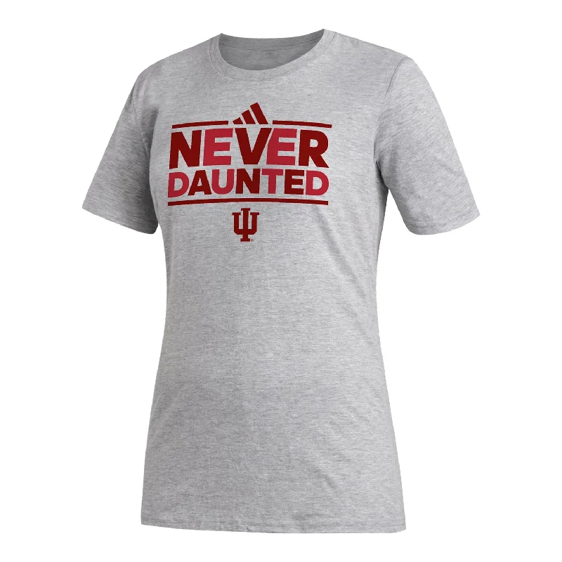 V - Neck Women T Shirt to Enhance the NecklineLadies Indiana Hoosiers Adidas Never Daunted Grey T-Shirt