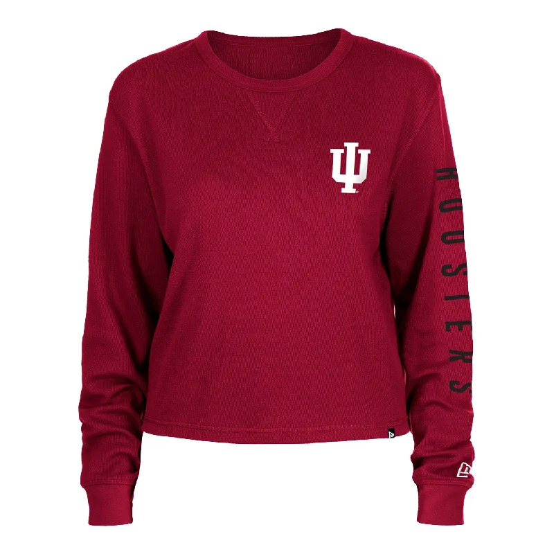 Embroidered Women T Shirt with Intricate DetailsLadies Indiana Hoosiers Long Sleeve Thermal Crop Crimson T-Shirt Embroidered Women T Shirt with Intricate DetailsLadies Indiana Hoosiers Long Sleeve Thermal Crop Crimson T-Shirt