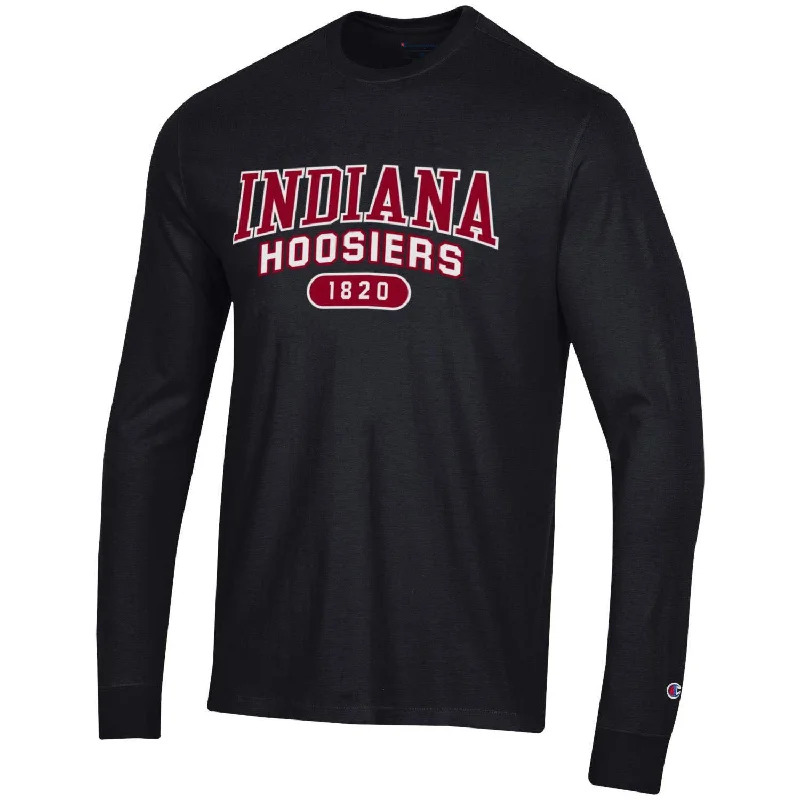 Crew Neck Women T Shirt with a Timeless DesignIndiana Hoosiers Twill Applique Super Fan Long Sleeve Black T-Shirt Crew Neck Women T Shirt with a Timeless DesignIndiana Hoosiers Twill Applique Super Fan Long Sleeve Black T-Shirt