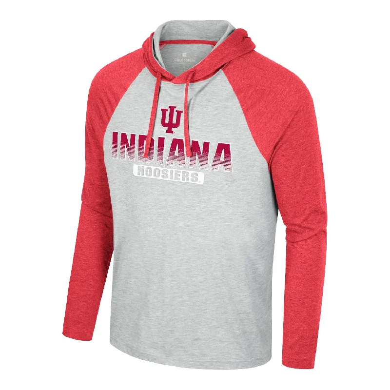 Tie - Dye Women T Shirt with a Bohemian VibeIndiana Hoosiers Hasta La Vista Hooded Long Sleeve Grey T-Shirt Tie - Dye Women T Shirt with a Bohemian VibeIndiana Hoosiers Hasta La Vista Hooded Long Sleeve Grey T-Shirt