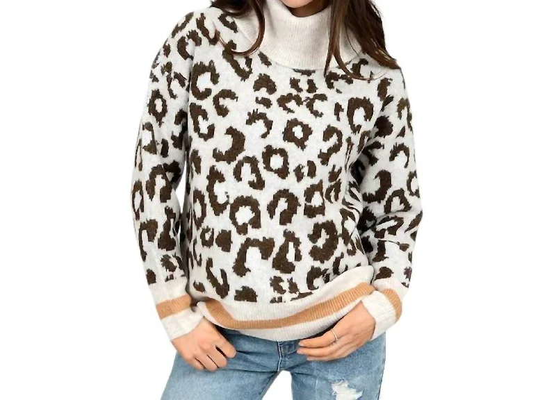 Wrap - Style Women's Lambswool Sweater Dresses in Elegant ShadesLeopard Print Pullover With Trim In Beige Wrap - Style Women's Lambswool Sweater Dresses in Elegant ShadesLeopard Print Pullover With Trim In Beige