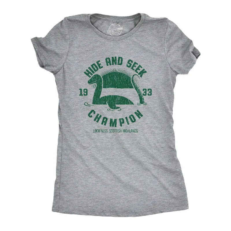 Long Sleeve Women T Shirt for Cooler WeatherLoch Ness Hide And Seek Champion Women's T Shirt Long Sleeve Women T Shirt for Cooler WeatherLoch Ness Hide And Seek Champion Women's T Shirt