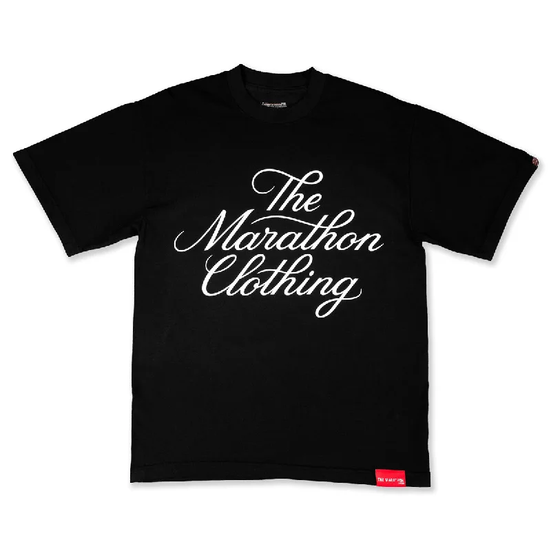 Moisture - Wicking Women T Shirt for Active LifestylesMarathon Stacked Script T-Shirt - Black/White Moisture - Wicking Women T Shirt for Active LifestylesMarathon Stacked Script T-Shirt - Black/White