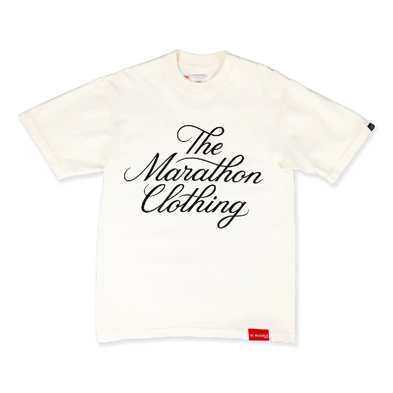 Sheer Women T Shirt for a Stylish and Alluring LookMarathon Stacked Script T-Shirt - Bone/Black