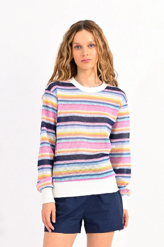 Plus Size Women's Side - Slit Sweaters in Bold SolidsMolly Bracken Striped Knitted Sweater Plus Size Women's Side - Slit Sweaters in Bold SolidsMolly Bracken Striped Knitted Sweater