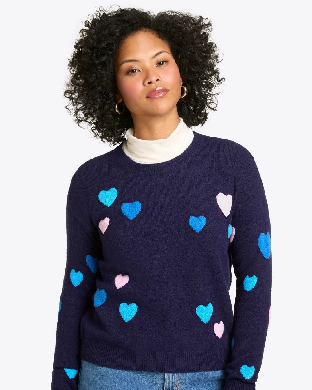 Boat Neck Women's Merino Wool Sweaters in Neutral ShadesMulti Heart Crewneck Sweater Boat Neck Women's Merino Wool Sweaters in Neutral ShadesMulti Heart Crewneck Sweater