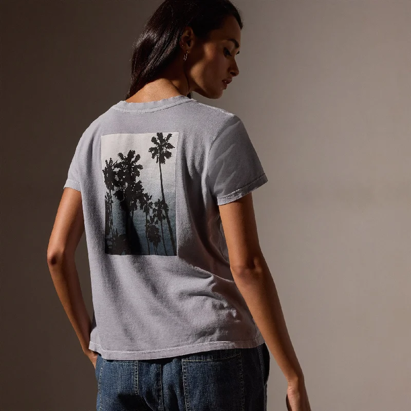 Puff Sleeve Women T Shirt for a Fashion - Forward LookOmbrè Palms Graphic Tee - Breeze Pigment/Grey Puff Sleeve Women T Shirt for a Fashion - Forward LookOmbrè Palms Graphic Tee - Breeze Pigment/Grey