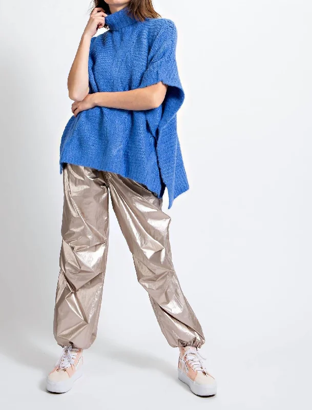 Mock Neck Women's Angora Blend Sweater Dresses in Solid ColorsPoncho Style Sweater In Blue Mock Neck Women's Angora Blend Sweater Dresses in Solid ColorsPoncho Style Sweater In Blue