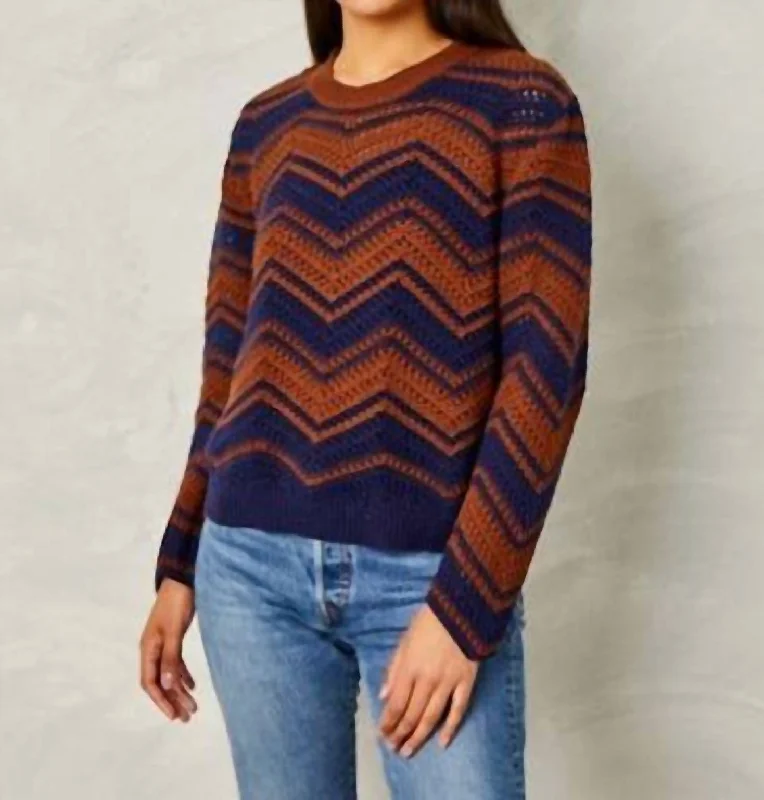 Women's Off - Shoulder Chunky Knit Sweater Dresses in Earth TonesRuby Sweater-Cotton-Navy Multi Women's Off - Shoulder Chunky Knit Sweater Dresses in Earth TonesRuby Sweater-Cotton-Navy Multi