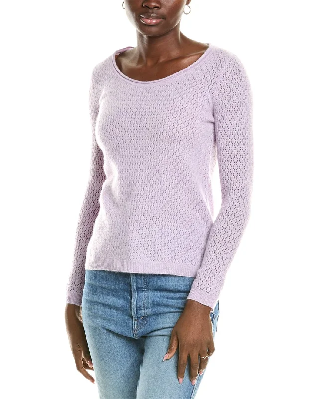 A - Line Women's Merino Wool Sweater Dresses in Classic Stylessofiacashmere Pointelle Scoop Neck Cashmere Sweater A - Line Women's Merino Wool Sweater Dresses in Classic Stylessofiacashmere Pointelle Scoop Neck Cashmere Sweater