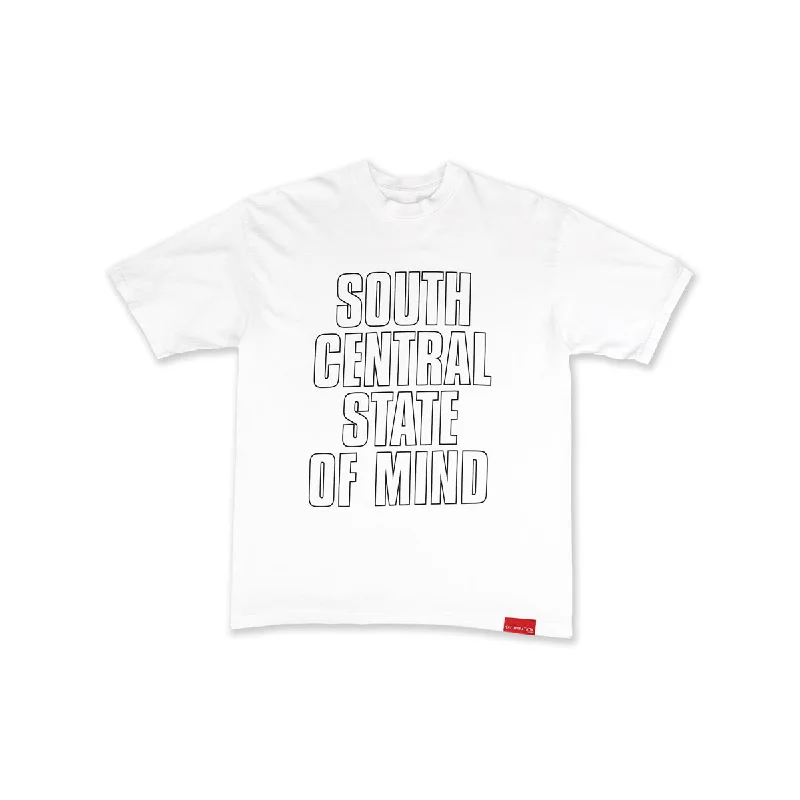 Crew Neck Women T Shirt with a Timeless DesignSouth Central State of Mind T-Shirt - White/Black Crew Neck Women T Shirt with a Timeless DesignSouth Central State of Mind T-Shirt - White/Black
