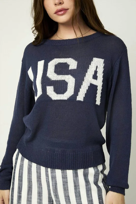 Mini - Length Women's Chunky Knit Sweater Dresses in Bold HuesUsa Knit Sweater Top In Navy Mini - Length Women's Chunky Knit Sweater Dresses in Bold HuesUsa Knit Sweater Top In Navy
