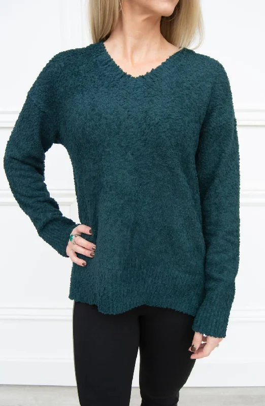 Wrap - Style Women's Lambswool Sweater Dresses in Elegant ShadesV-Neck Teddy Sweater In Jade Wrap - Style Women's Lambswool Sweater Dresses in Elegant ShadesV-Neck Teddy Sweater In Jade