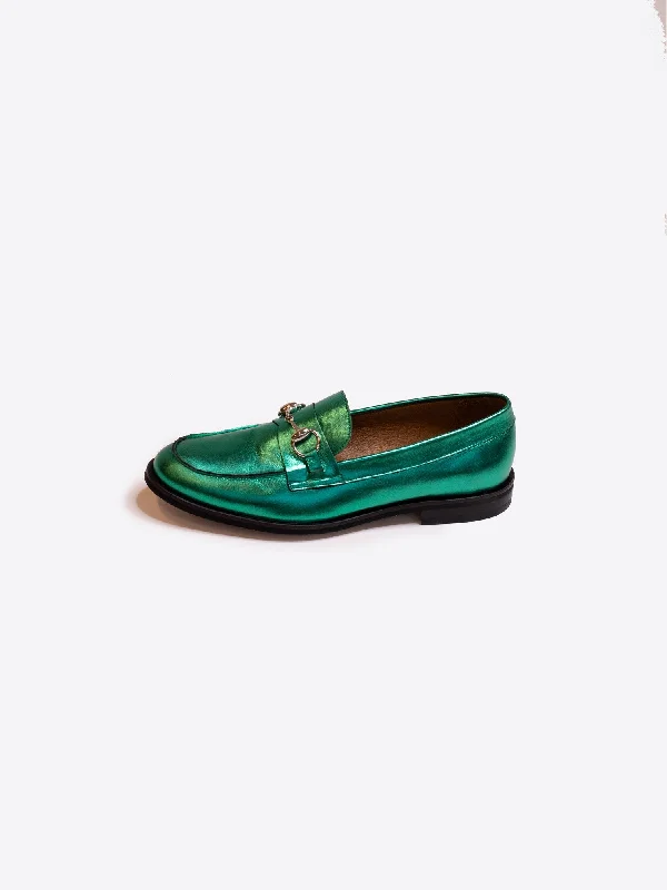 Plus Size Women's Ruffled Hem Sweaters in Floral PrintsVilagallo Green Metallic Leather Buckle Loafer Plus Size Women's Ruffled Hem Sweaters in Floral PrintsVilagallo Green Metallic Leather Buckle Loafer