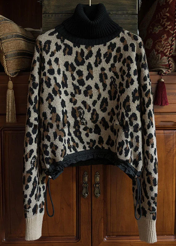 Plus Size Women's Side - Slit Sweaters in Bold SolidsVintage Drawstring Print Thick Wool Knit Sweater Fall Plus Size Women's Side - Slit Sweaters in Bold SolidsVintage Drawstring Print Thick Wool Knit Sweater Fall