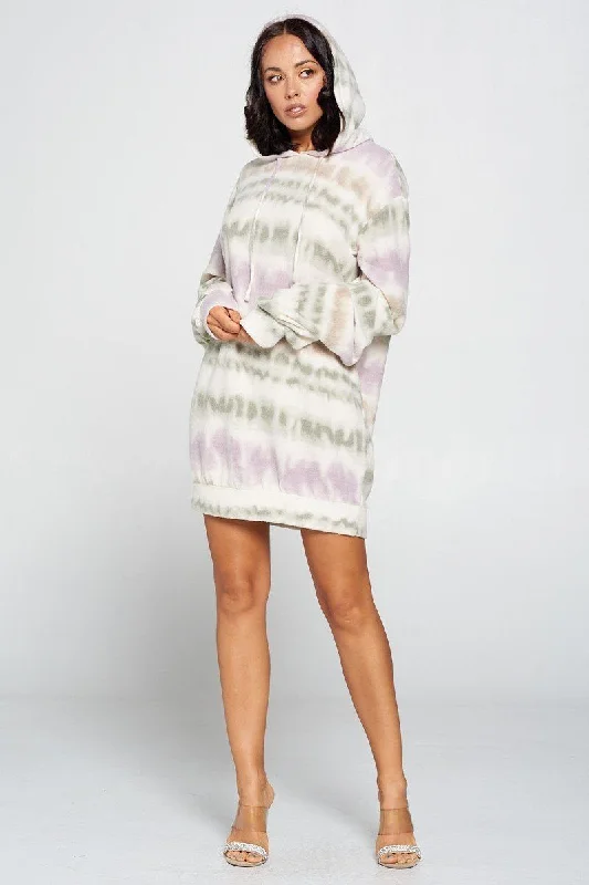 Plus Size Women's Turtleneck Sweater Dresses with Side SlitsHot Girl Terry Brushed Boho Tie-Dye Hooded Sweater Dress Plus Size Women's Turtleneck Sweater Dresses with Side SlitsHot Girl Terry Brushed Boho Tie-Dye Hooded Sweater Dress