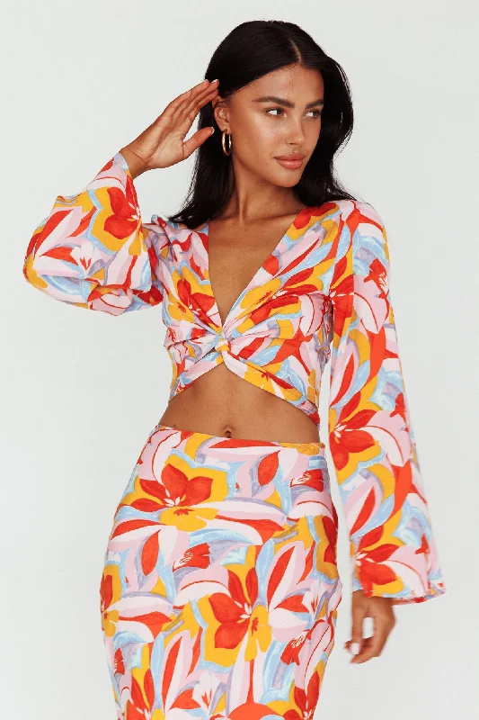 Ruffled Women Dress with Multiple Layers for a Playful and Girly StyleAvalo Bell Sleeve Crop Top Floral Pink Ruffled Women Dress with Multiple Layers for a Playful and Girly StyleAvalo Bell Sleeve Crop Top Floral Pink