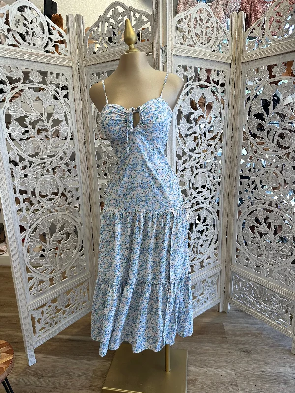 Empire Waist Women Dress to Accentuate the Bust and Conceal the WaistBlue Floral Maxi Dress Empire Waist Women Dress to Accentuate the Bust and Conceal the WaistBlue Floral Maxi Dress
