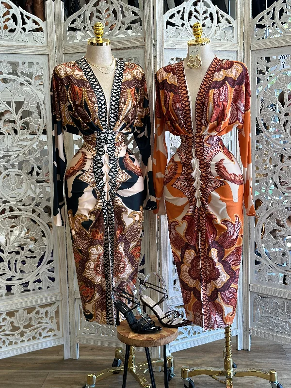 Mini Women Dress with a Short Hem for a Young and Trendy StyleDeep V Multi Print Dress - Estira, Stretchy Mini Women Dress with a Short Hem for a Young and Trendy StyleDeep V Multi Print Dress - Estira, Stretchy