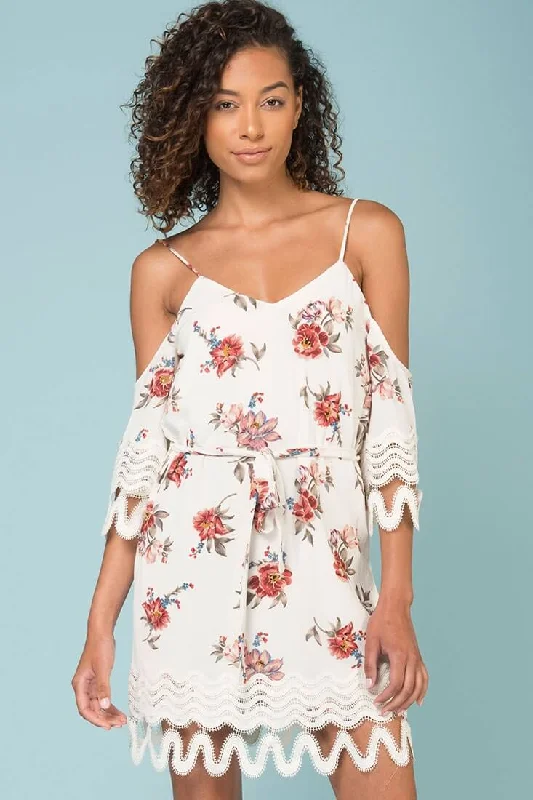 Plus Size Women Dress with a Flattering A - Line Cut for Comfort and StyleJocelyn Cold Shoulder Dress White Plus Size Women Dress with a Flattering A - Line Cut for Comfort and StyleJocelyn Cold Shoulder Dress White