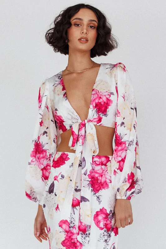 Empire Waist Women Dress to Accentuate the Bust and Conceal the WaistMeet Me In Fiji Tied Top Floral Pink Empire Waist Women Dress to Accentuate the Bust and Conceal the WaistMeet Me In Fiji Tied Top Floral Pink