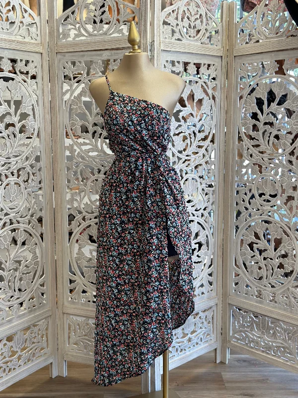 Ball Gown Women Dress with a Full Skirt for a Princess - like LookOne Sleeve Black Floral Maxi Dress Ball Gown Women Dress with a Full Skirt for a Princess - like LookOne Sleeve Black Floral Maxi Dress
