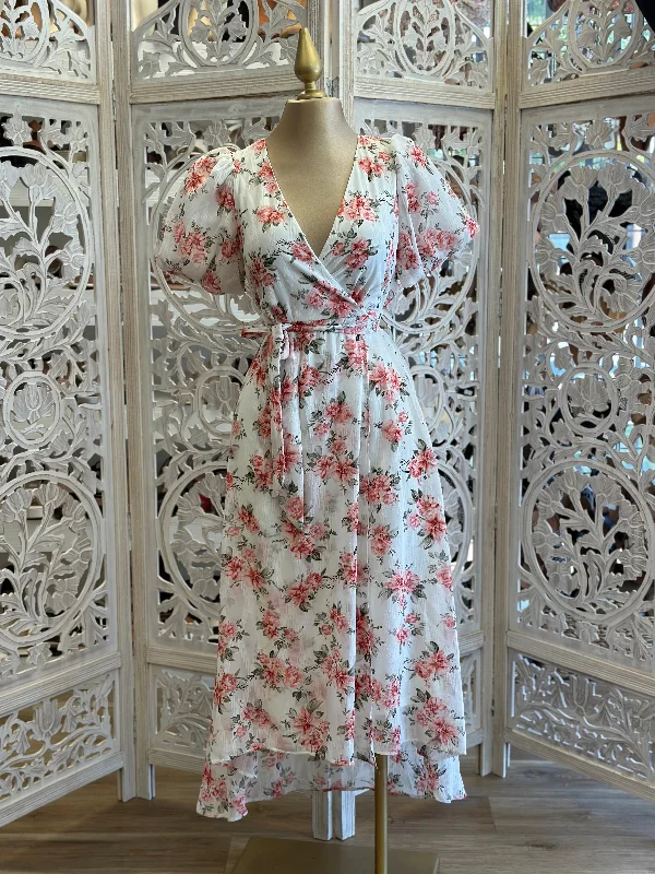 Wrap - Style Women Dress with Adjustable Fit for All Body TypesPuff Sleeve Floral Maxi Dress Wrap - Style Women Dress with Adjustable Fit for All Body TypesPuff Sleeve Floral Maxi Dress