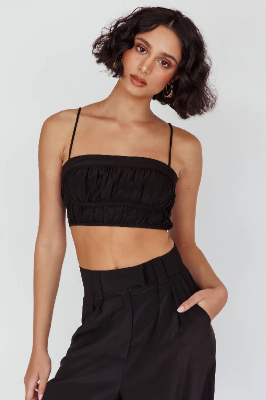 Ruffled Women Dress with Multiple Layers for a Playful and Girly StyleRegal Ruched Cami Crop Top Black Ruffled Women Dress with Multiple Layers for a Playful and Girly StyleRegal Ruched Cami Crop Top Black