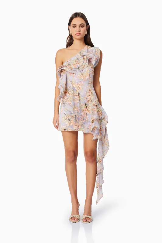 Maxi Women Dress with Floral Print for a Bohemian VibeSahara One Shoulder Floral Mini Dress in Purple Maxi Women Dress with Floral Print for a Bohemian VibeSahara One Shoulder Floral Mini Dress in Purple