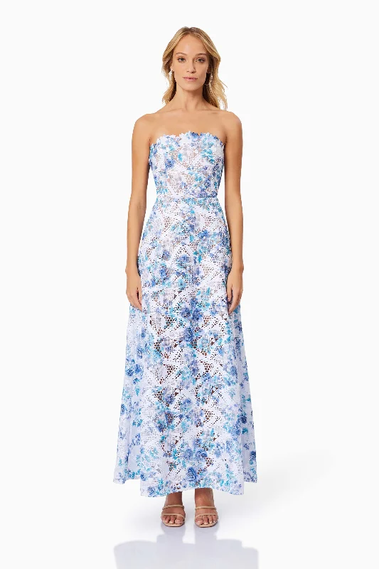Pleated Women Dress with a Timeless and Elegant TextureSavannah Fitted Strapless Maxi Dress In Blue Pleated Women Dress with a Timeless and Elegant TextureSavannah Fitted Strapless Maxi Dress In Blue