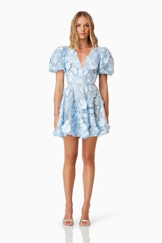 Off - the - Shoulder Women Dress for a Romantic and Feminine LookSelene Floral Mini Dress In Blue Off - the - Shoulder Women Dress for a Romantic and Feminine LookSelene Floral Mini Dress In Blue