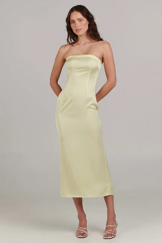 Mermaid - Style Women Dress with a Fitted Silhouette for Special OccasionsSinead Lemon Strapless Midi Dress Mermaid - Style Women Dress with a Fitted Silhouette for Special OccasionsSinead Lemon Strapless Midi Dress